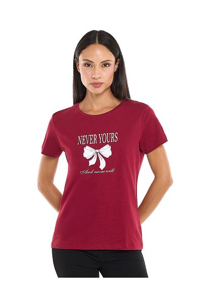 R&B Burgundy LADIES BASIC GRAPHIC TEE 8-18