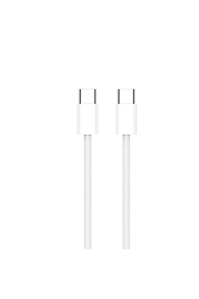 Generic شاحن جداري بقوة 35 واط مع كيبل قماش USB-C إلى USB-C شحن سريع بتقنية PD أبيض