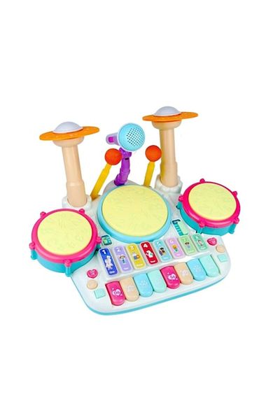 dalimag Musical Toy - Piano and Drum with Microphone, Lights, and Sounds, Multicolor