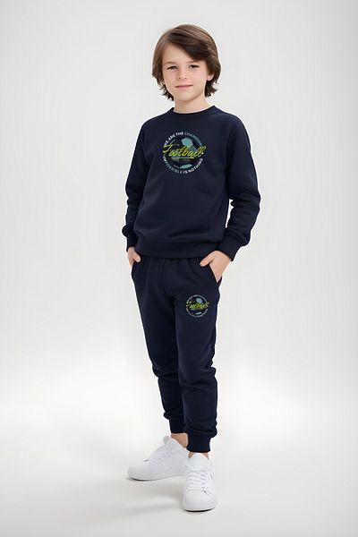 panios kids 3-Piece Zero Collar Printed Detail Boy's Tracksuit Set