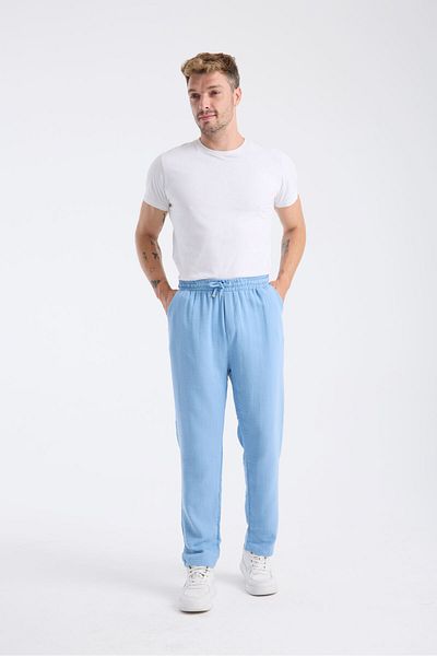 KAPHONE Men's Rekaxed Fit Comfortable Fit Muslin Trousers