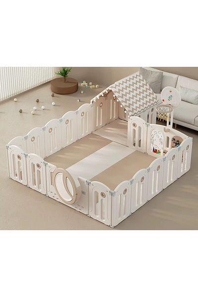 Nichiduta Garden Nichiduta Garden Moon House Coffee 200x200 cm playground fence with safety gate, basket basket