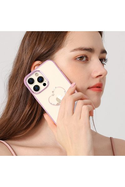 Hurtel Carcasă pentru iPhone 14 Pro Max cu cristale, seria Wish, roz