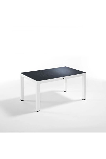 Novussi Wood Masa 90x150 Noktalı Seginus Camlı Masa (Beyaz-Antrasit)