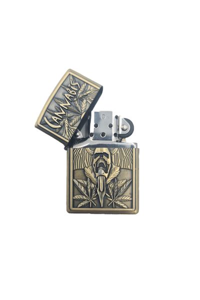 dalimag Cannabis Model Lighter, Golden, Metal, Refillable, 7 cm -