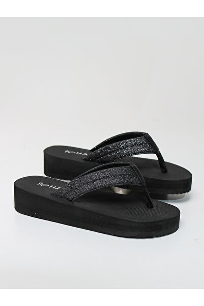 HANOX Doris Wedge Heel Women's Flip Flops Beach Black Slippers Flip Flops (4.3) cm