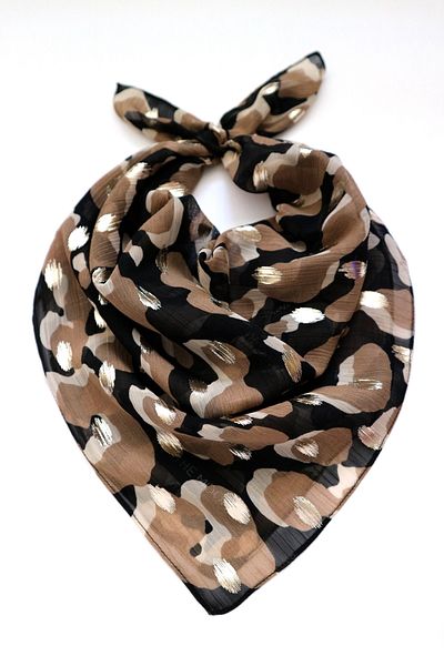 THE MOON Eggs Abstract Patterned Gilded Textured Mink Luxury Chiffon Scarf