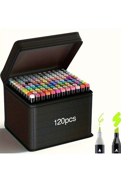 Primo Plus Dual-Tip Marker Pen Set, 120 Pieces, Multi-Color