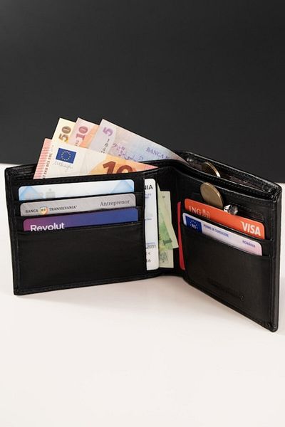 4desire.ro Men's Wallet, Leather, Dark Black