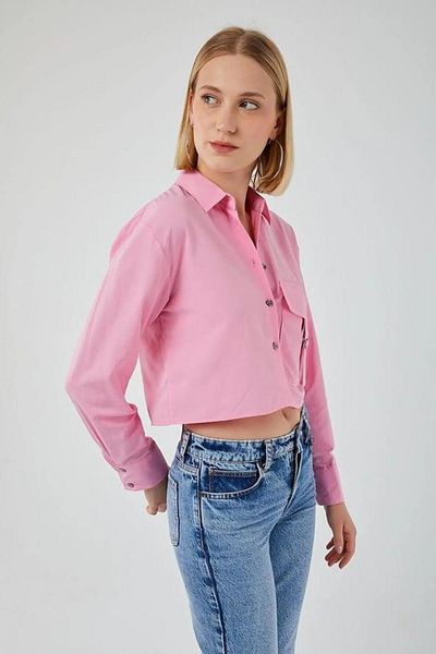 Mixray 4444 Cămașă Crop Epaulete pentru damă Candy Pink
