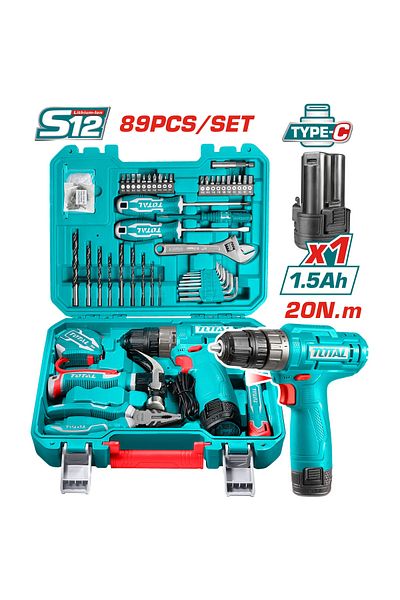 TOTAL Total Thkthp10892 12v 89 Pcs/set Cordless Drill Set with Tools