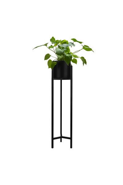 LUXXO Jardinieră decorativă metalică pentru podea, neagră M, 26x26x120cm
