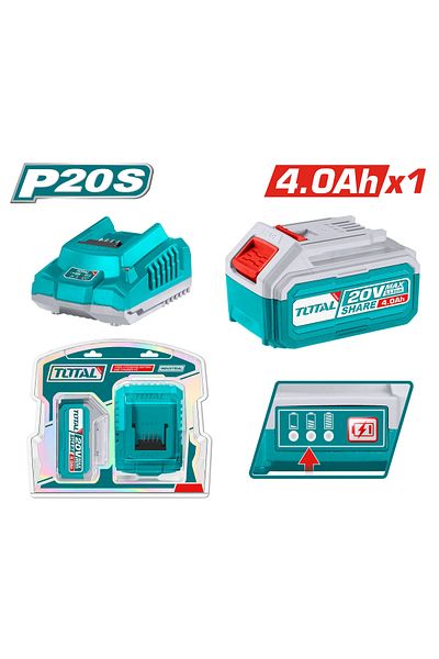 TOTAL Total Tfbcpk1214 20v 4.0ah Battery Kit with Charger X1