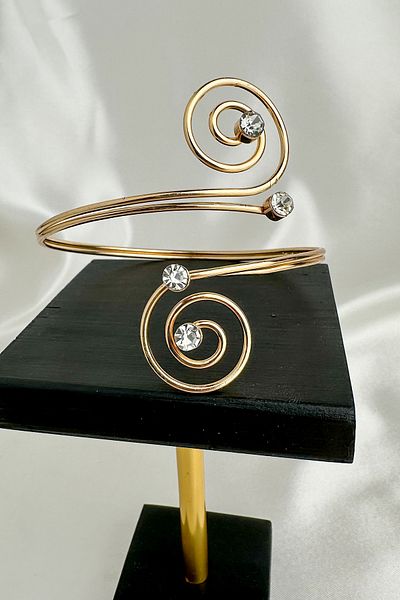 Modex Gold Color Stone Detail Round Geometric Adjustable Arm Accessory (Diameter: 9cm)
