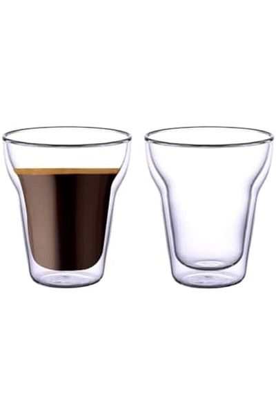 Blackstone Double Wall Glass Tumbler, Clear, Suitable for Coffee, Coffee cups set of 2 Pcs 220 ml -