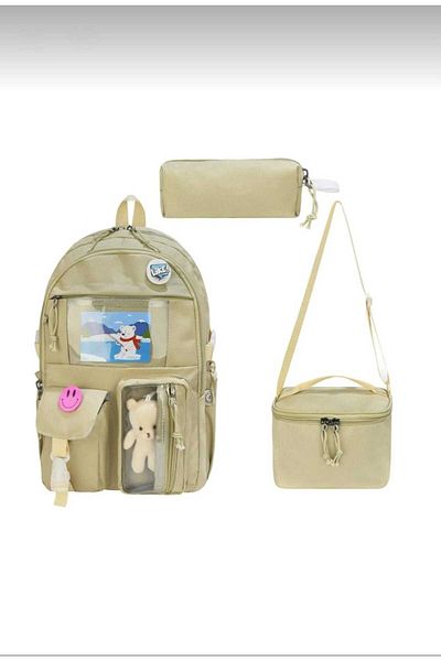 AlphaClub Bag Children's 3-Piece Set Waterproof Primary and Secondary School Backpack Korean Model