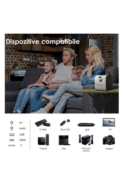 WowStep Video Projector, Android, 4000 Lumens, HD Resolution, LED, HDMI, VGA, AV, USB, Audio