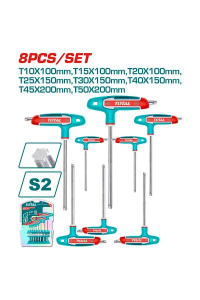 TOTAL Total Thhw80836 Star T-handle Key Set 8pcs/set