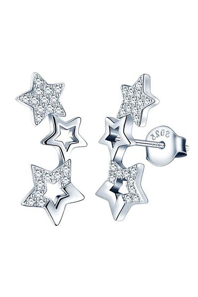 JustZEN Silver Earrings, JustZen™, Stars, with Zirconia, Romantic, Anniversary, Birthday, Holidays