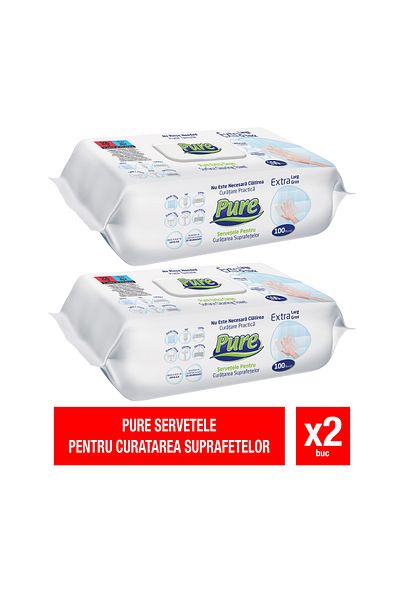 Pure – Wet wipes for cleaning surfaces, 100 pcs x 2 packs