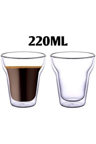 Blackstone Double Wall Glass Tumbler, Clear, Suitable for Coffee, Coffee cups set of 2 Pcs 220 ml -