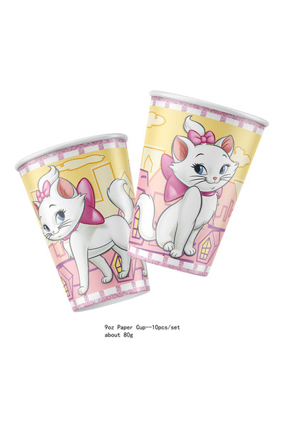 Choice1 Cup 10Pcs Pink Marie Cat Disposable Girl Happy Birthday Party Supplie...