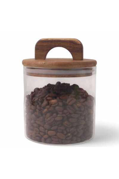 BALSA 550 ml Akasya Kapaklı Yuvarlak Cam Kavanoz BOR037