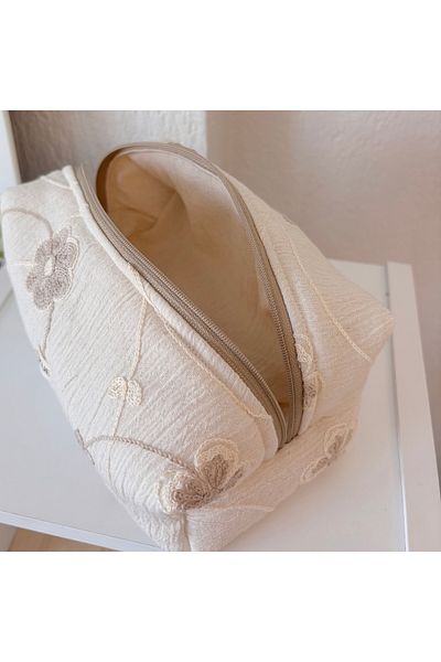 PİNKUE Flower Embroidery Patterned Makeup Bag/ Organizer/ Care Bag