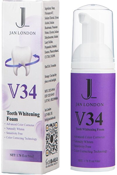 JAN LONDON رغوة تبييض الأسنان "بيربل راديانس" ٥٠ مل | تركيبة V34 لتصحيح البقع...