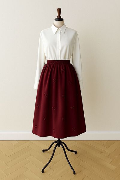HİMENİSA Fusta lungă din poplin pentru femei, cu talie înaltă elastică, linie A, drapată și lejeră (lungime 85 cm)