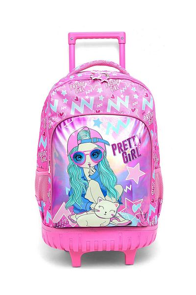 R&B Fuchsia Girls Trolley Bag