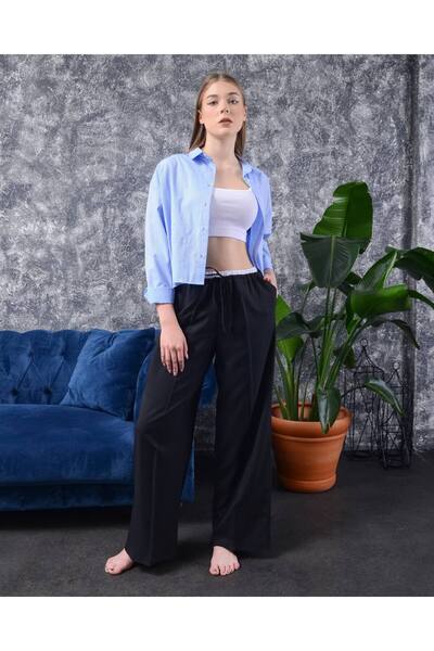 S.Y Collection Wide Leg Trousers with Waist Detail