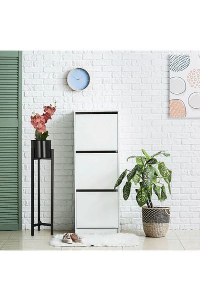 LUXXO Jardinieră decorativă metalică pentru podea, neagră M, 26x26x120cm