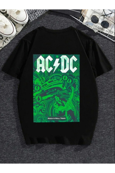 Elvino Tricou unisex oversize cu imprimeu ACDC pentru femei/bărbați