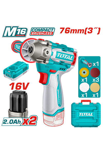 TOTAL دريل تلميع 16v بشنطة مع بطارييتين توتال Tapli1676