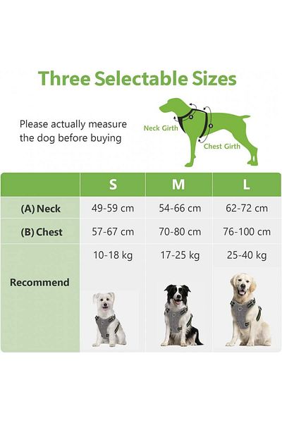 Pecute Dog Harness, Nylon, Gray/black/green, Size L
