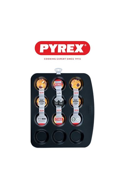 Pyrex Glide 12-Cup Muffin Tray – PFAS-Free Non-Stick Bakeware for Batch Baking Muffins & Cupcakes