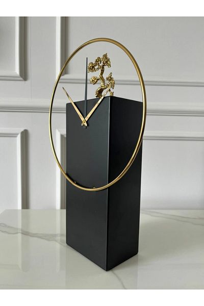 LUXXO Ceas decorativ Heritage, metalic, negru și auriu, 25x9x37cm