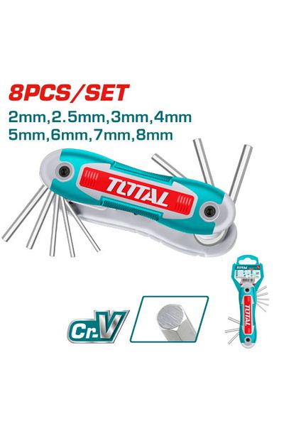 TOTAL Total 8pcs/set Hexagon Folded Key Wrench Set Tht1061826