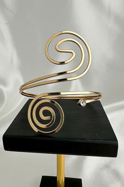 Modex Gold Color Spiral Form Stone Detail Adjustable Arm Accessory (Diameter: 9cm)