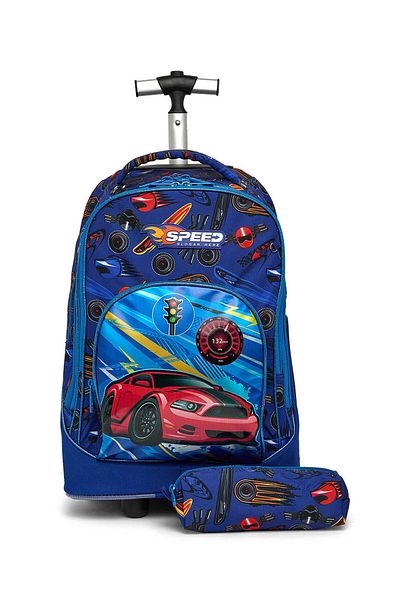 R&B Cobalt Boys Trolley Bag W Pencil Pouch