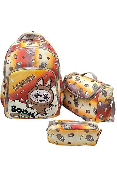 Bevitton Primary School Bag Set of 3 Boys' Primary School Bag Ldc- Labubu Character Printed
