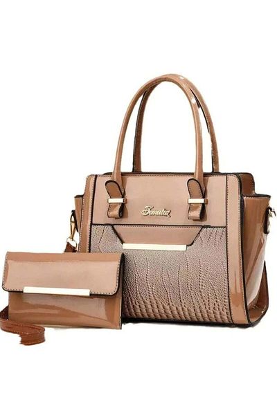 huitich Crocodile Pattern Leather Two-Piece Women's Messenger Bag Khaki – 27×13×21 cm