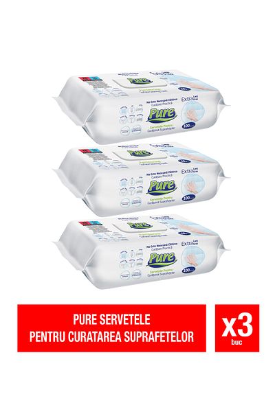 Pure – Wet wipes for cleaning surfaces, 100 pcs x 3 packs