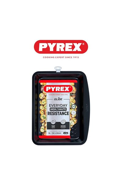 Pyrex Glide Non-Stick Roaster Rectangle 34cm – PFAS-Free 3L Roasting Pan for Effortless Cooking