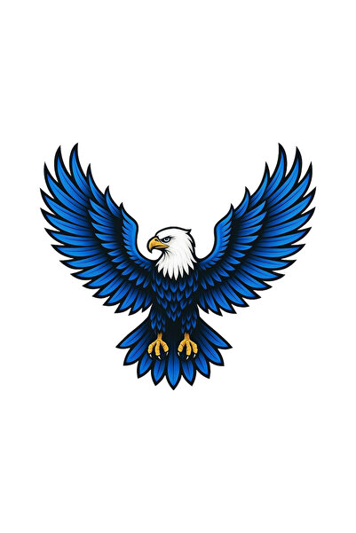 MKARAKAN Rvell Mavi Kartal Desenli Araba , Motosiklet ve Laptop Sticker 15x15cm