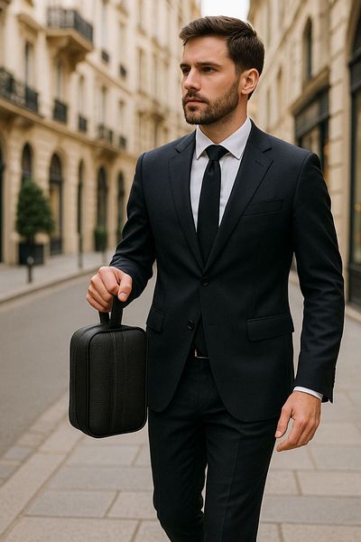 Moda West Double Handle Leather Look Men's Handbag - Navy Blue