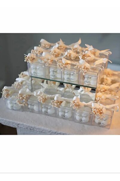 BlueDaisyCandle 10 adet hediyelik mumlar kişiye özel çiçekli mika kutulu mini...