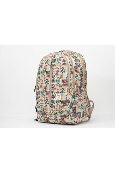 Smart Gate SG-9187 School Carrying Tree Leafs Backpack 6 Pockets With USB Port 15.6 Beige