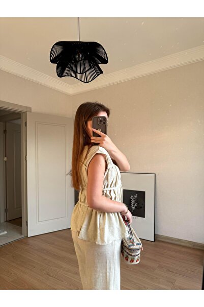 BAŞARAN Beige Linen Fabric Set